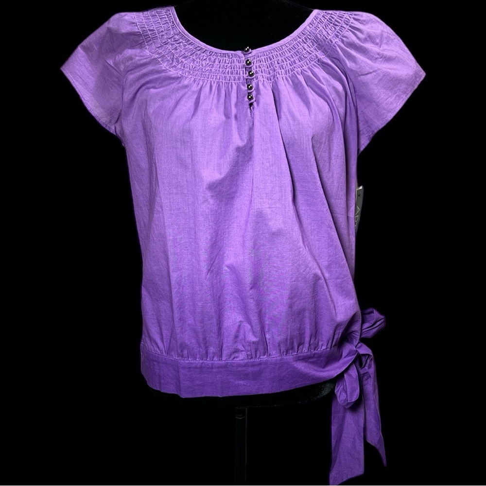 APT. 9 - Purple Cotton Side Tie Blouse - Size S